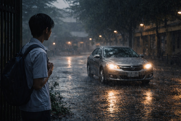 AKU MASIH 17 TAHUN DAN DIA WANITA DEWASA YANG SELALU MENUNGGUKU DI DALAM MOBIL ABU-ABU ITU.SUATU MALAM, DIA BERBISIK: “AKU GAK BOLEH JATUH CINTA SAMA KAMU.