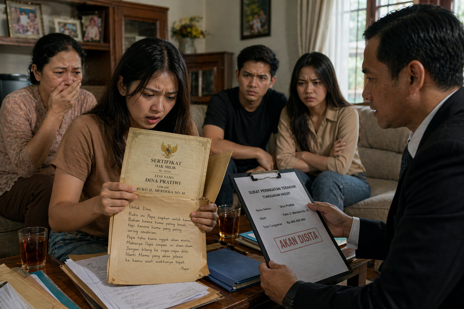 WARISAN DIBAGI HARI ITU. SEMUA DAPET. GUE DOANG YANG DIBILANG “NGGAK USAH”—KARENA KATANYA GUE UDAH PERNAH DIKASIH… SESUATU YANG GUE SENDIRI NGGAK TAU.